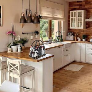 Chicken Print Insulated Lunch Bag Reusable Cooler Tote with Polka Dot Design